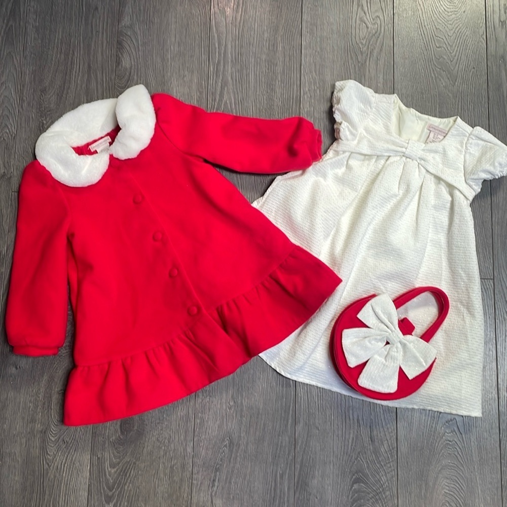 Catherine Malandrino Girls Winter Coat  dress and purse set size 4T